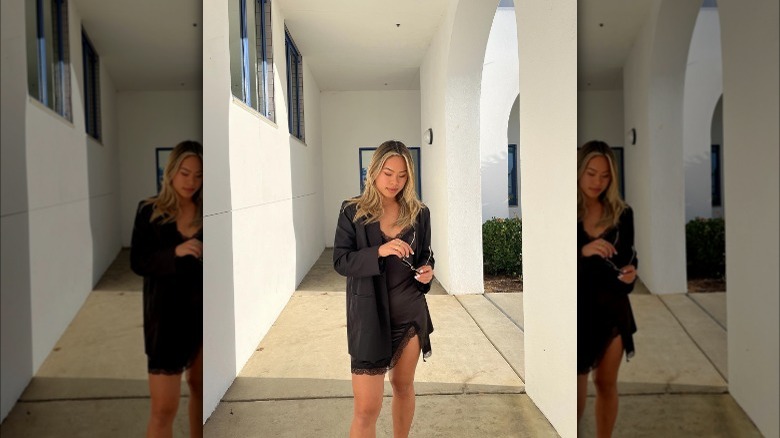 slip dress with blazer