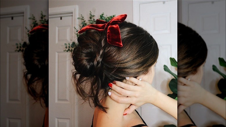 Girl wearing red tie in her Cali twist