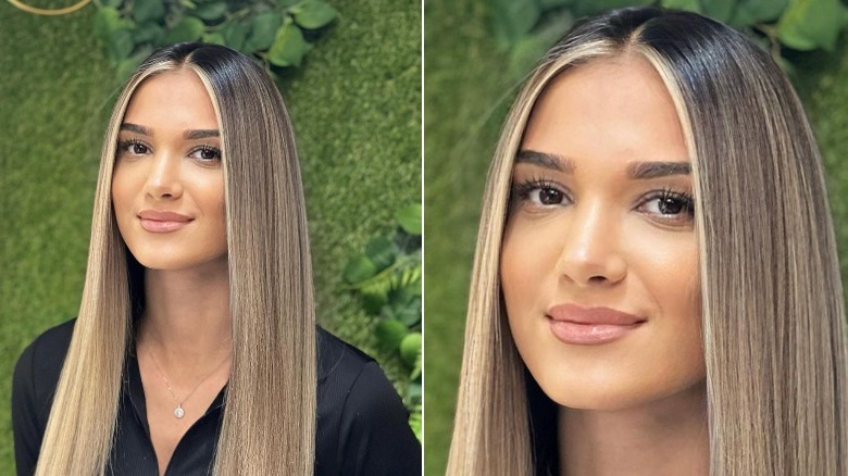 Woman poses with ombré hair