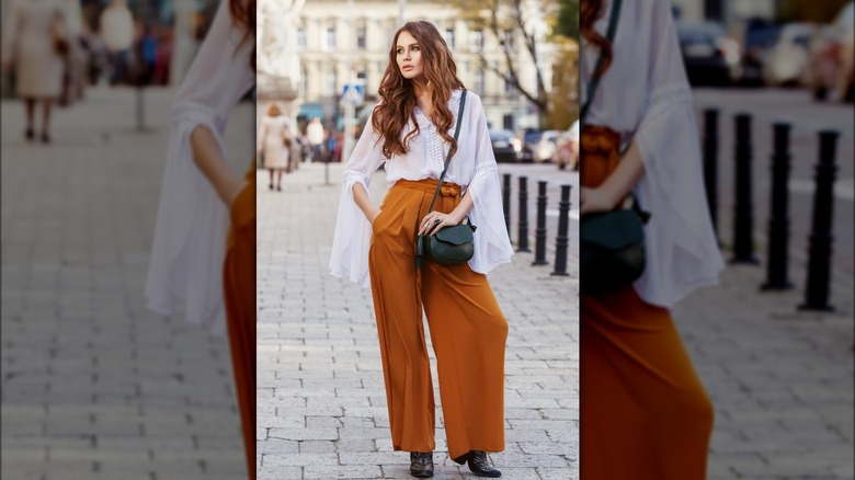 Brown wide legged pants