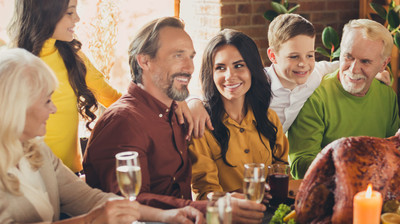 family gathering at Thanksgivings
