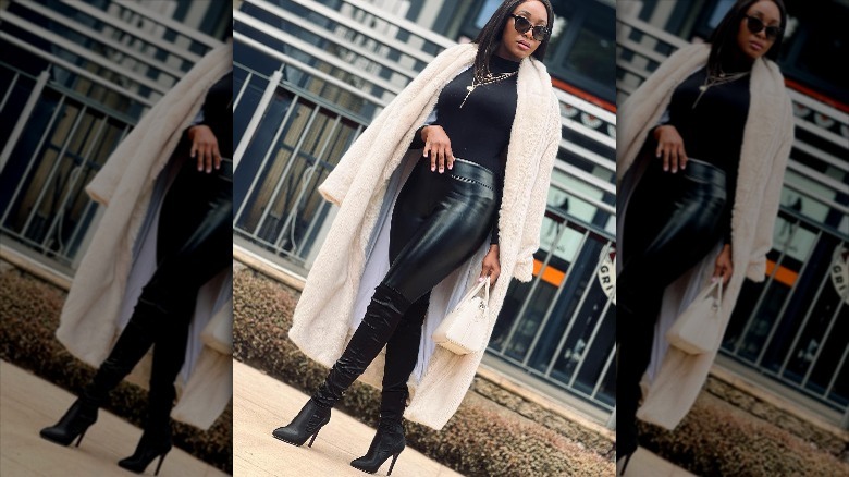 Leather pants and long coat