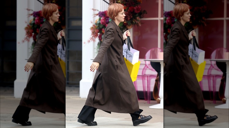 Redhead with pixie cut shopping