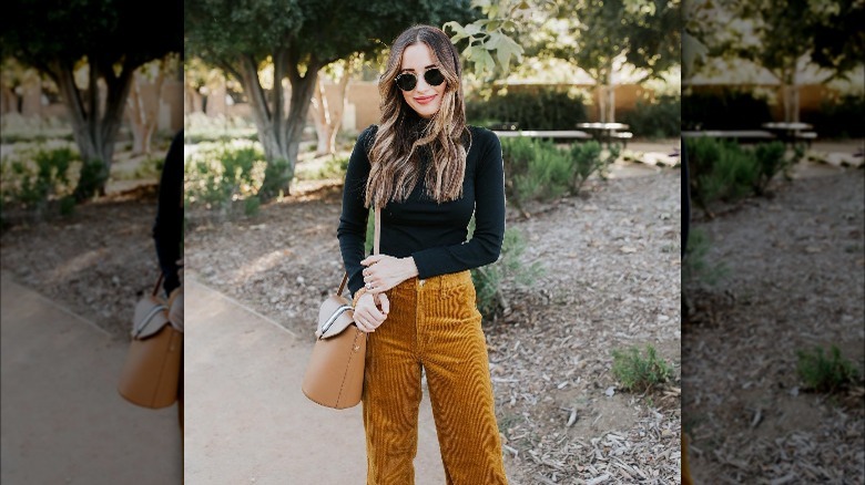 retro inspired flare corduroy pants.