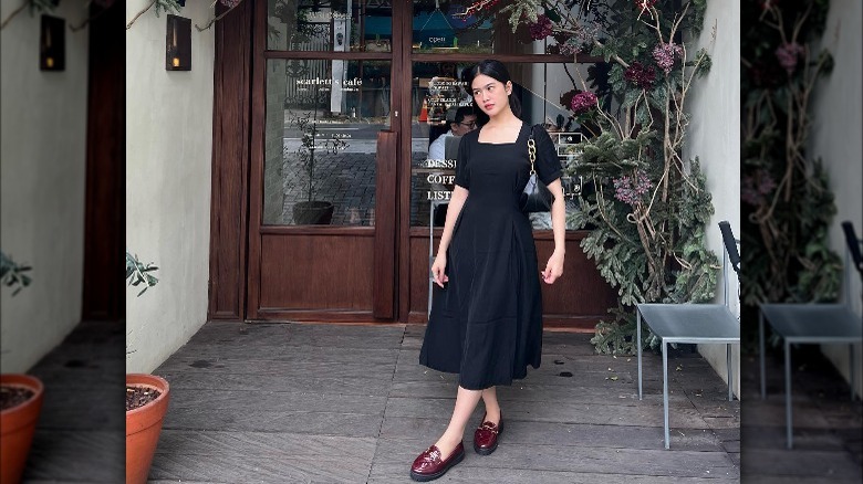 Midi dress and loafers