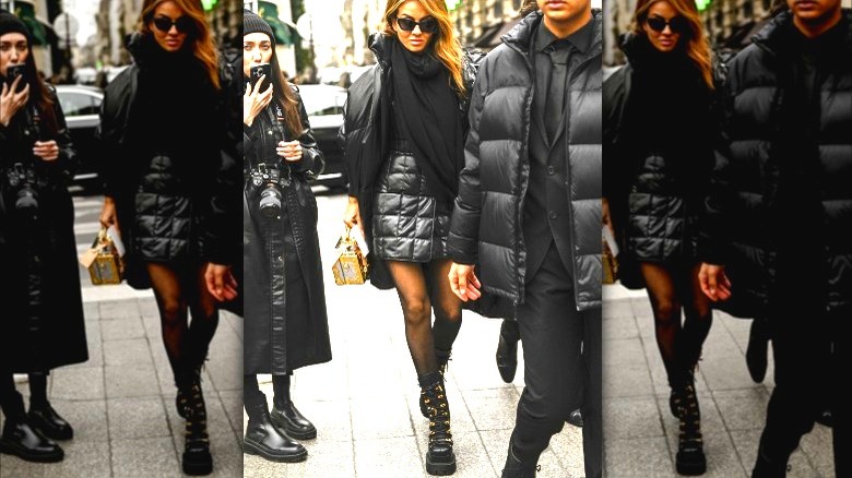 Boots accessorizing skirt