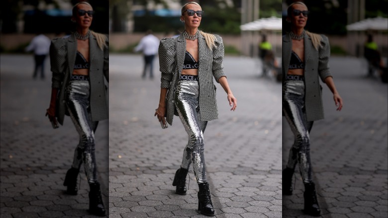 Boots and sequin pants