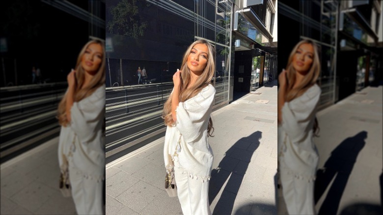 cashmere shawl and joggers