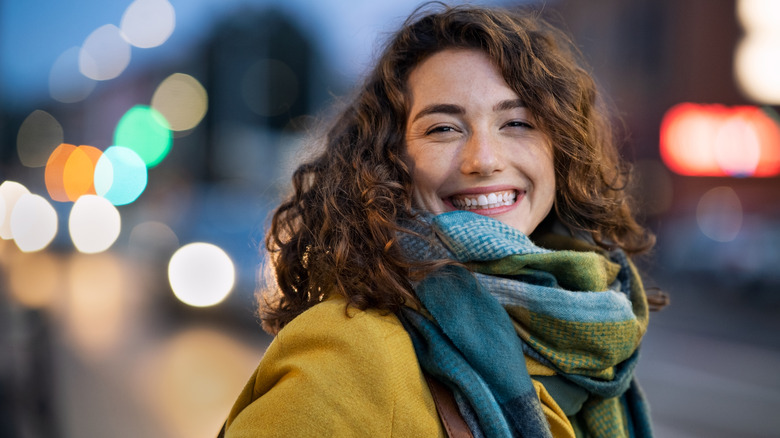 Woman with a basic loop scarf