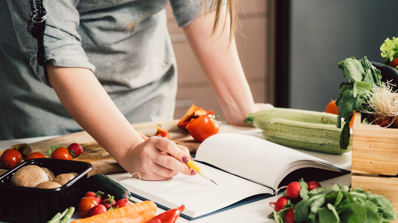 Woman prepping dinner