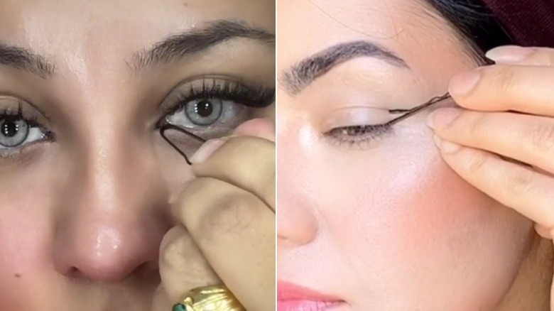 people putting on eyeliner