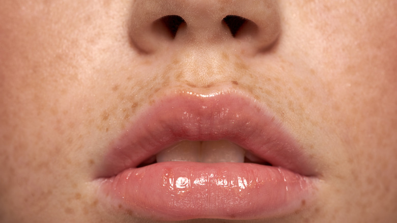 Woman's plump lips