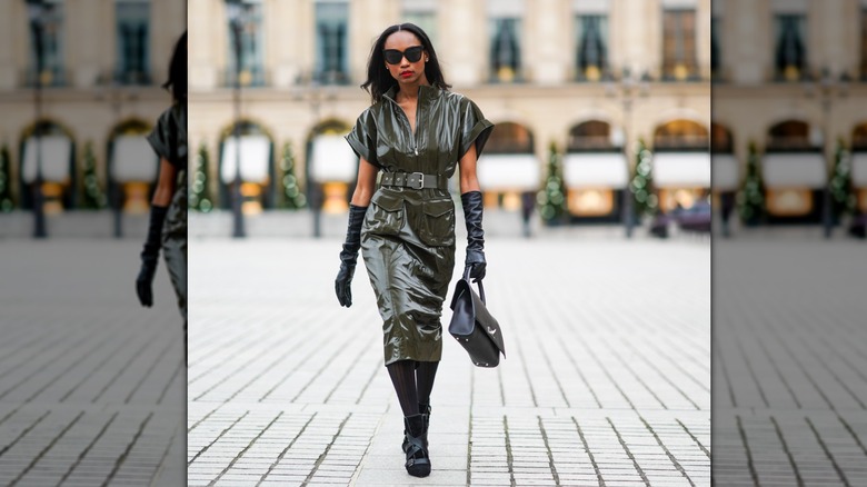 woman in green dress