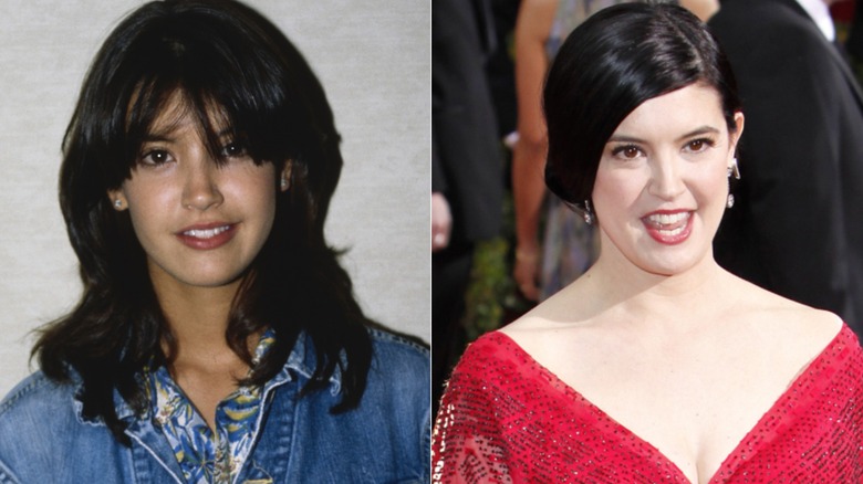 A side-by-side image of Phoebe Cates in the 1980s and in 2009