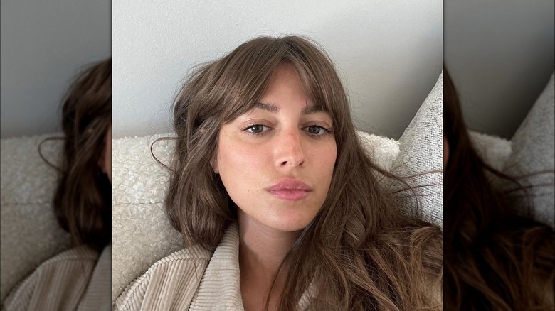 Brown hair with curtain bangs