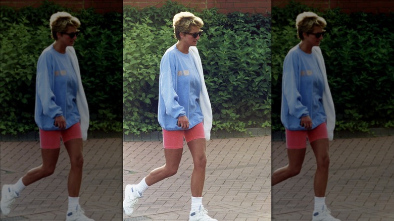 Princess Diana wearing bike shorts