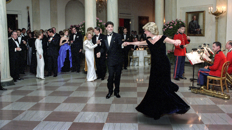 Princess Diana wearing black dress