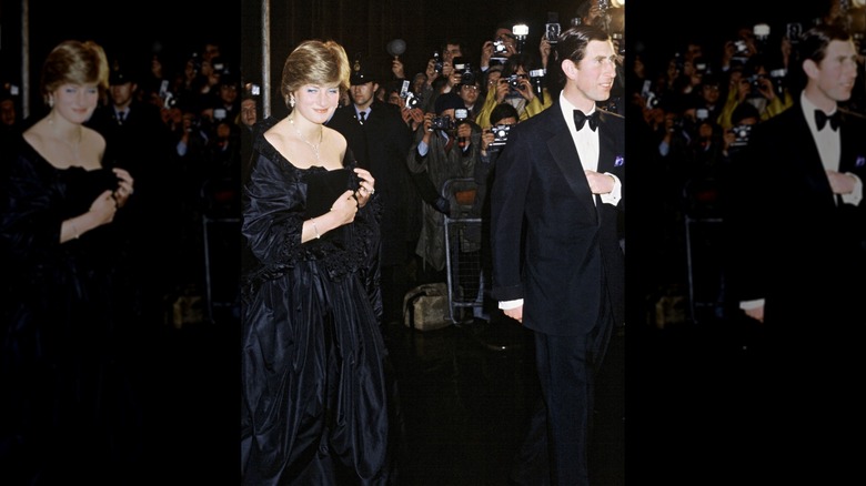 Princess Diana wearing black dress