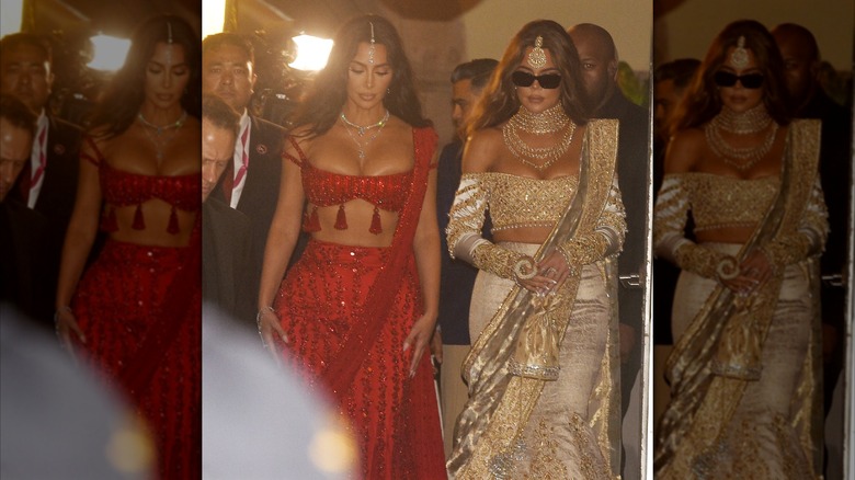 Kim and Khloé Kardashian at the Ambani wedding
