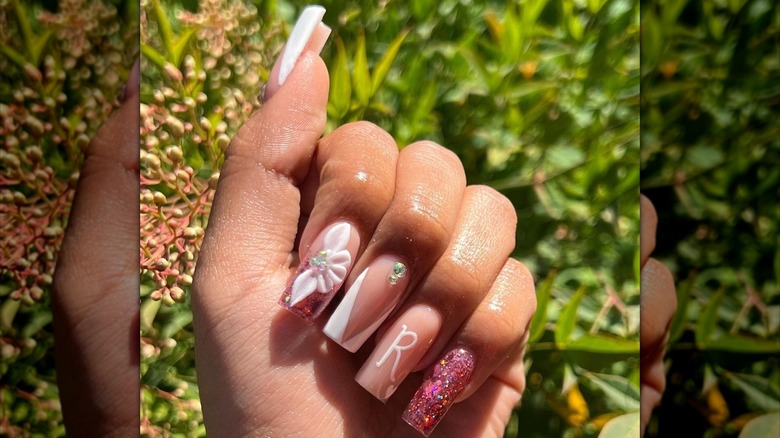 3D nail art on manicure