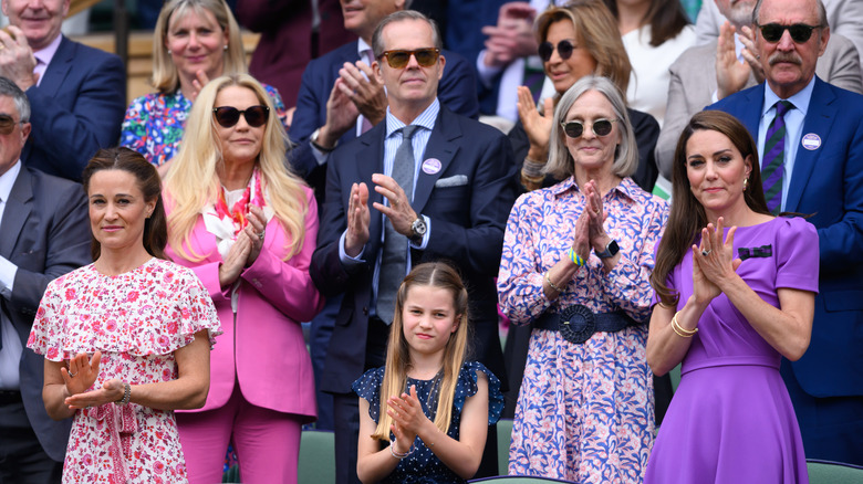 Pippa Middleton with Princess Charlotte and Kate Middleton at WImbledon