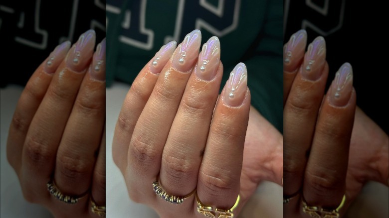 manicure with pearl detail