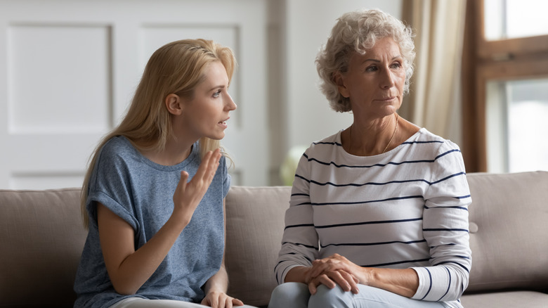 Older and younger woman arguing