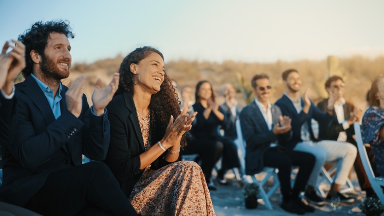 Excited guests at wedding