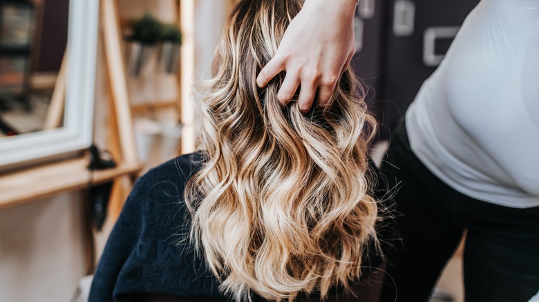 woman with permed hair