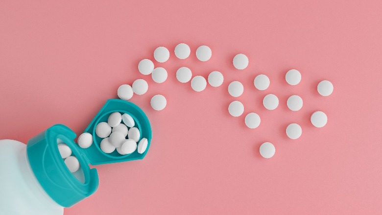 Bottle and tablets of melatonin