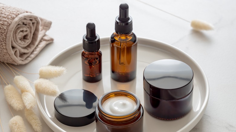 Display of skincare products 