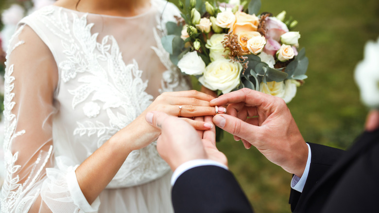 Wedding rings on right hand
