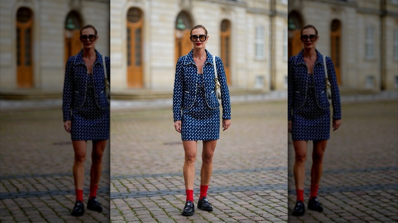 woman with bright red socks