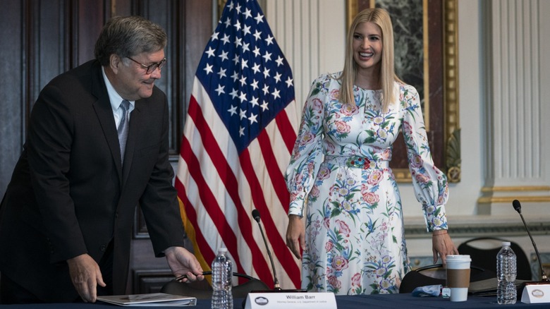 Ivanka Trum wearing a floral dress.