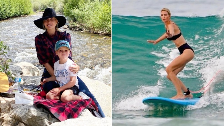 Ivanka Trump on family vacation and surfing