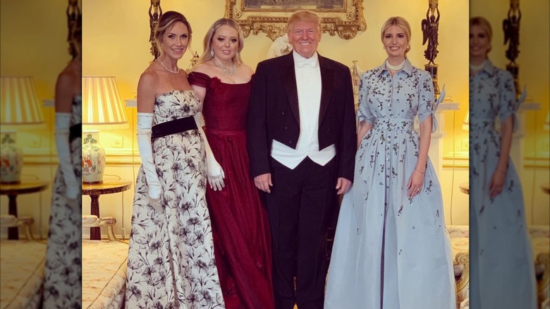 From left to right: Lara, Tiffany, Donald, and Ivanka Trump at the Royal Banquet in evening wear