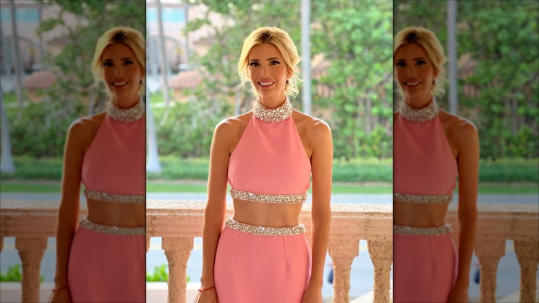 Ivanka Trump wearing a pink two-piece set.