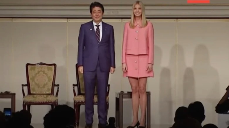 Ivanka Trump in a pink matching set in Tokyo in 2017.