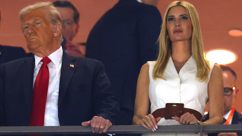Ivanka Trump watching the 2025 Super Bowl at Caesars Superdome in New Orleans with her father, President Donald Trump