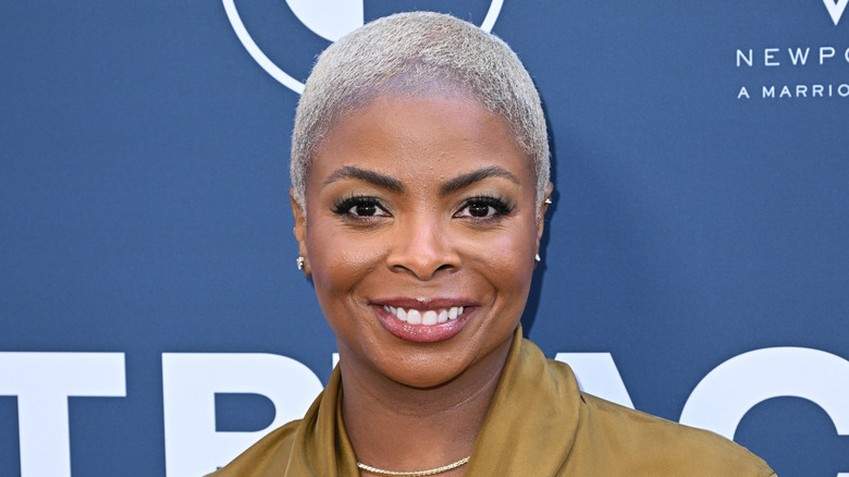 Janelle James with platinum hair