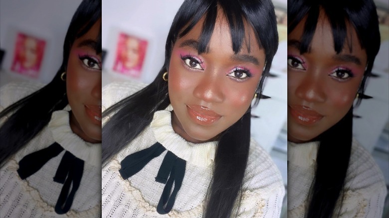 Woman wearing douyin jelly skin blush