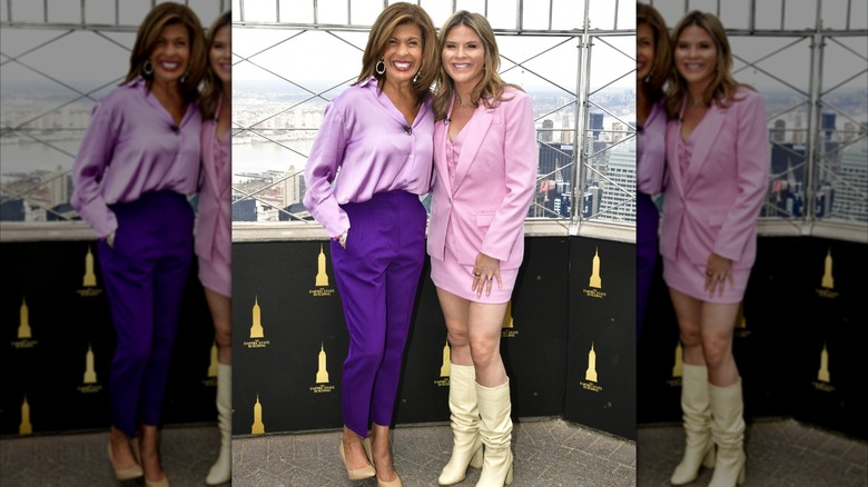 Hoda Kotb and Jenna Bush Hager smile for a photo while at the Empire State Building