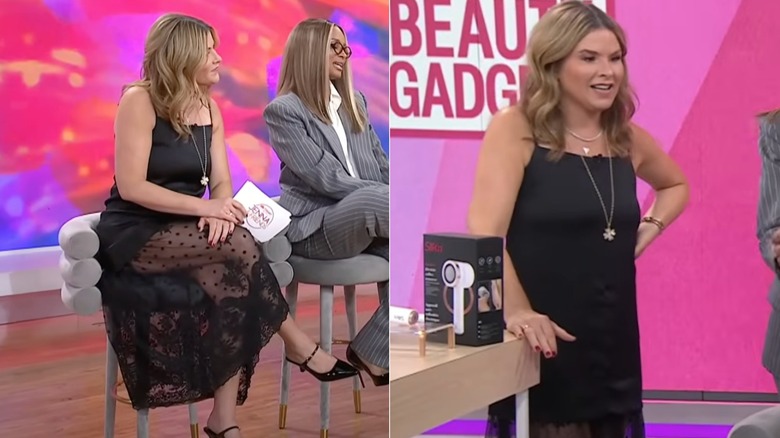 Jenna Bush Hager wears a black satin dress while hosting The Today Show