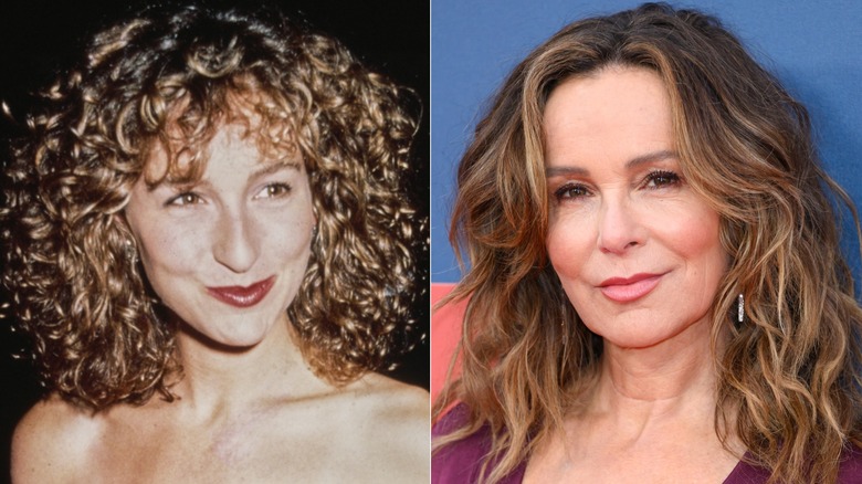 Two side-by-side photos of Jennifer Grey before and after her nose job.