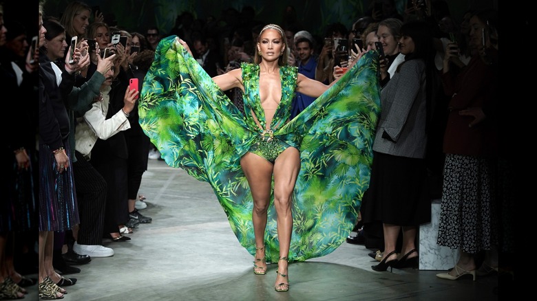 Jennifer Lopez in her iconic Versace dress at Milan Fashion Week 2019