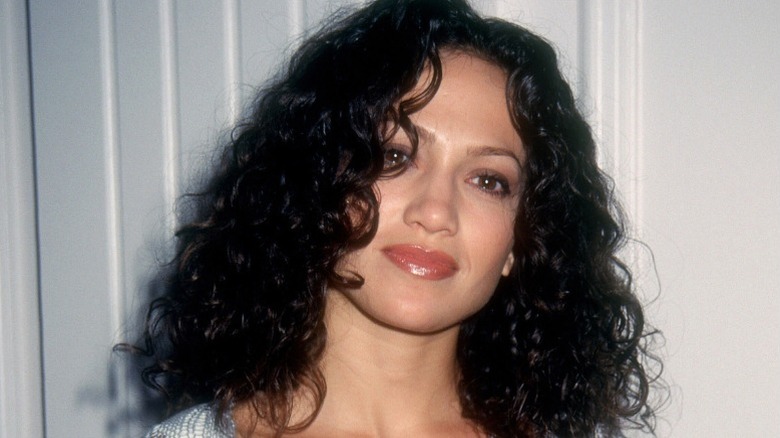 Jennifer Lopez with brunette curls in the 1990s