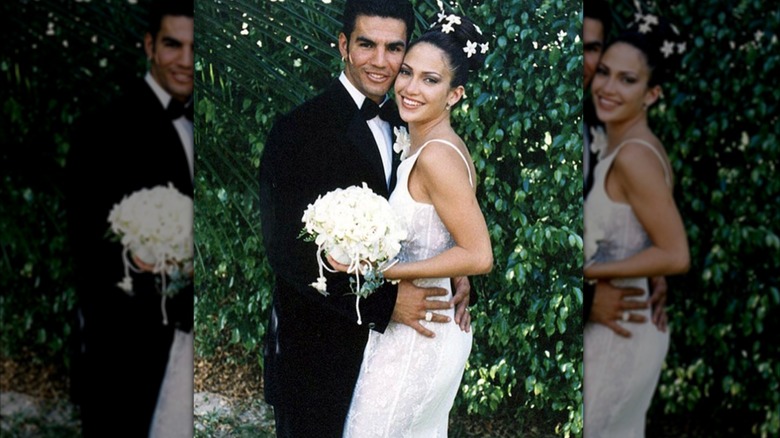 Jennifer Lopez with first husband Ojani Noa on their wedding day.