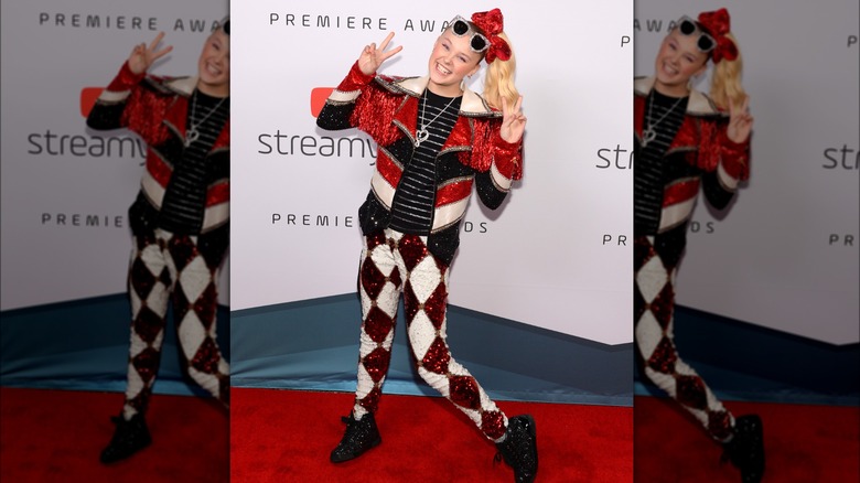 JoJo Siwa jacket red tassels sequin pants