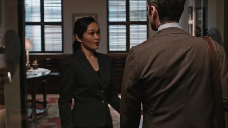 Kate played by Maria Julian speaking to Jamie on "Yellowstone"