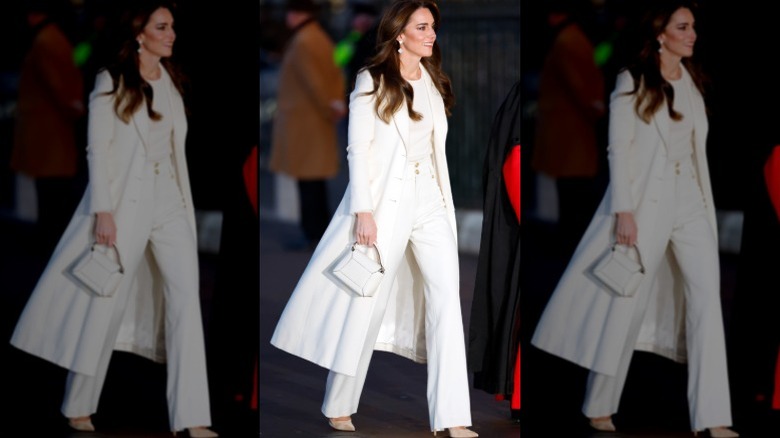 Kate Middleton arrives at the Christmas Carol service in white